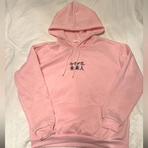 Juniors Pink Japanese Print Hoodie